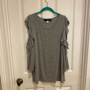 Blue Rain Cold Shoulder Sweater Shirt